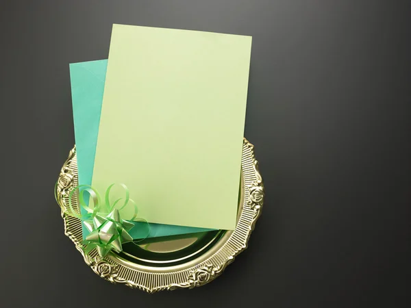Greeting card on plate — Stock Photo, Image