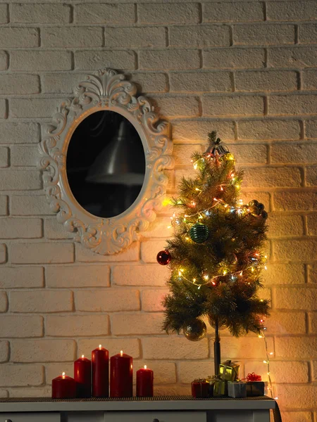 Candles and christmas tree — Stock Photo, Image