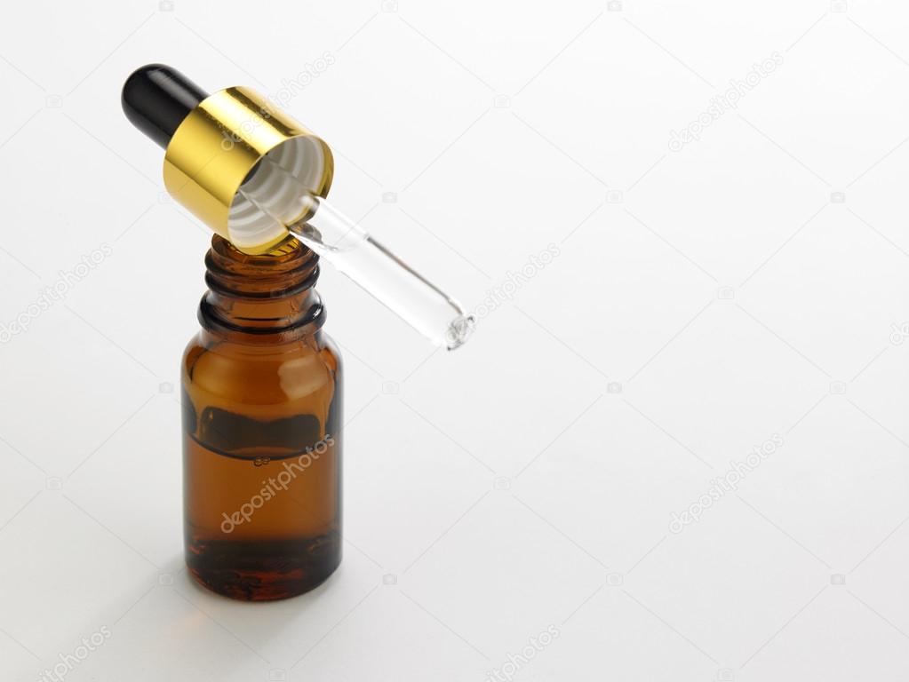 The bottle of the essential oil