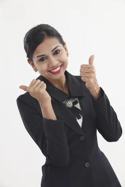 Indian female with thumbs up — Stock Photo, Image