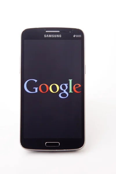 Telefone celular com logotipo — Fotografia de Stock