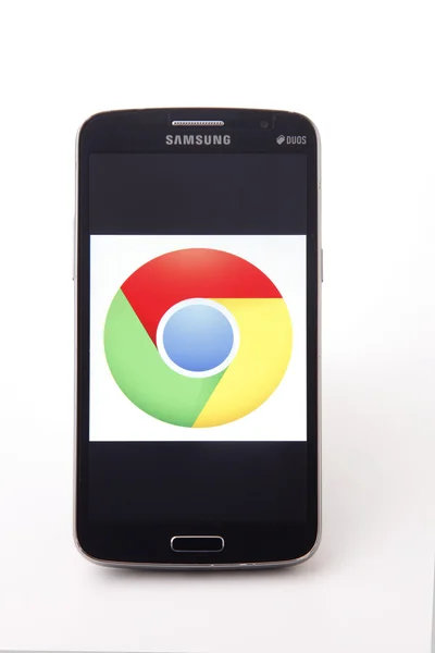 Telefone celular com logotipo — Fotografia de Stock