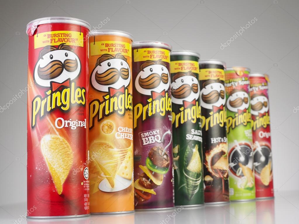 KUALA LUMPUR, MALAYSIA,  JUNE 6, 2015: Pringles group. Owned by the Kellogg Company, Pringles is a brand of potato snack chips sold in 140 countries