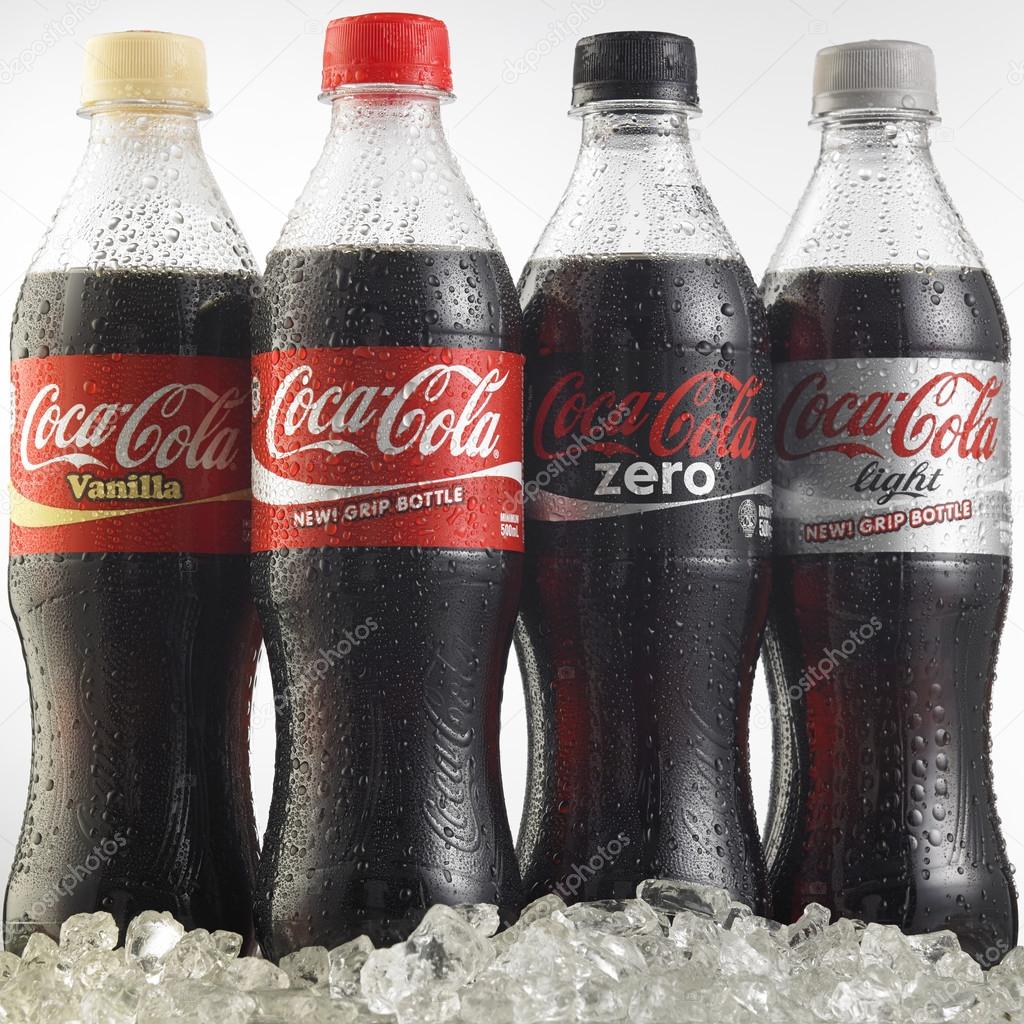 KUALA LUMPUR, MALAYSIA,  MARCH 24, 2015: Photo of group of Coca-Cola. The brand is one of the most popular soda products in the world and it is sold almost everywhere