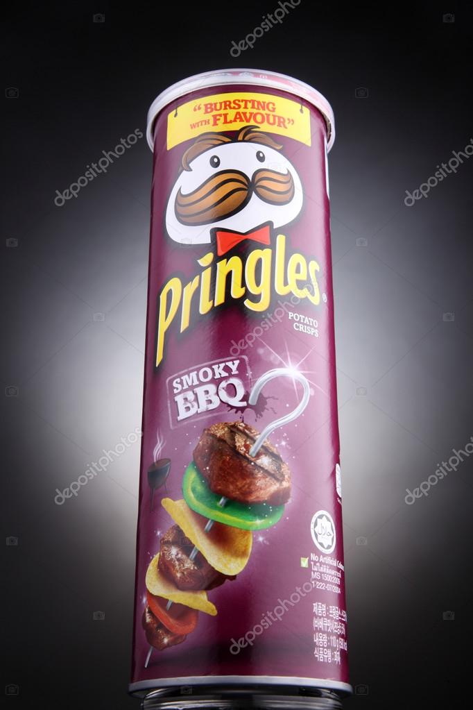 KUALA LUMPUR, MALAYSIA,  APRIL 27, 2015: A can of Pringles smoky BBQ chips