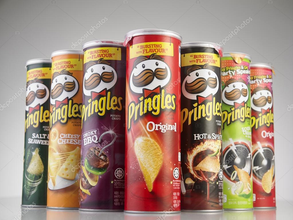 KUALA LUMPUR, MALAYSIA,  JUNE 6, 2015: Pringles group. Owned by the Kellogg Company, Pringles is a brand of potato snack chips sold in 140 countries