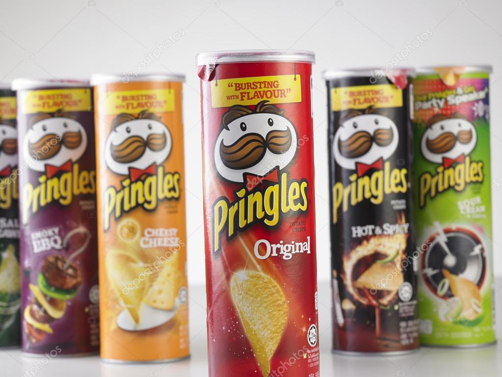KUALA LUMPUR, MALAYSIA,  JUNE 6, 2015: Pringles group. Owned by the Kellogg Company, Pringles is a brand of potato snack chips sold in 140 countries