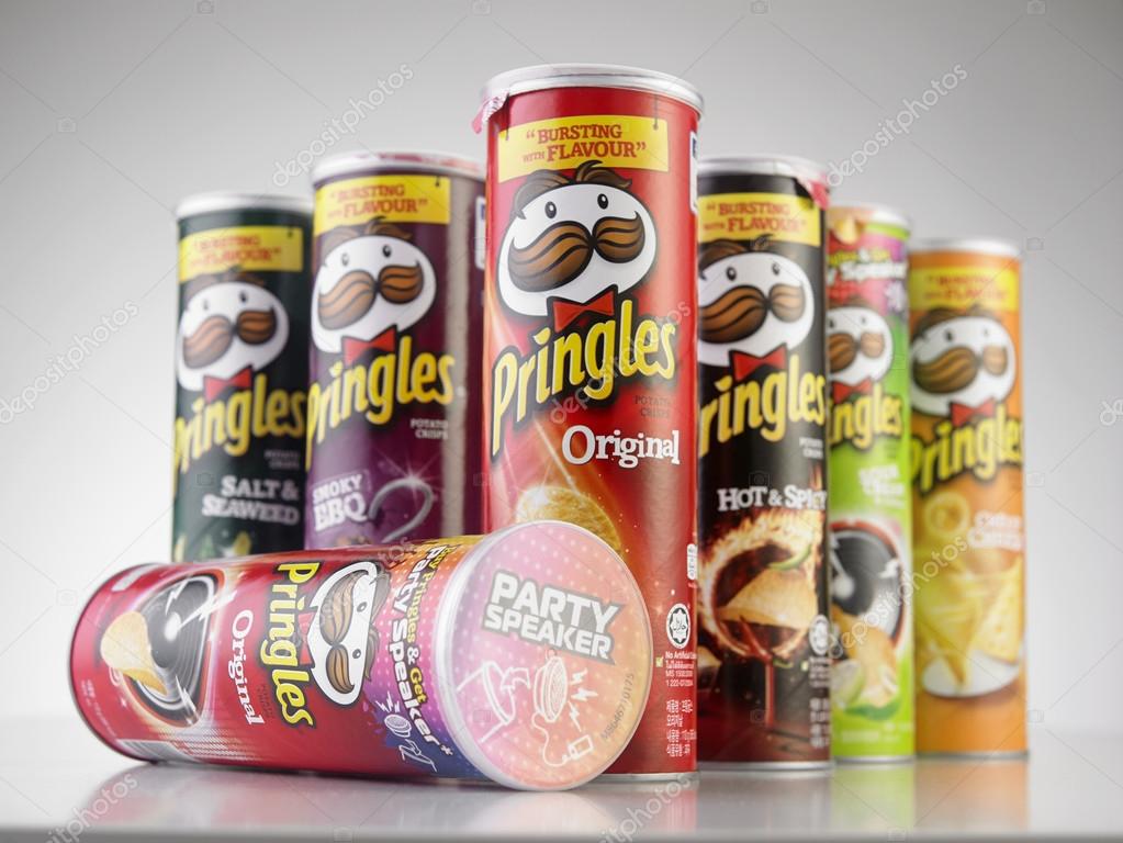 KUALA LUMPUR, MALAYSIA,  JUNE 6, 2015: Pringles group. Owned by the Kellogg Company, Pringles is a brand of potato snack chips sold in 140 countries