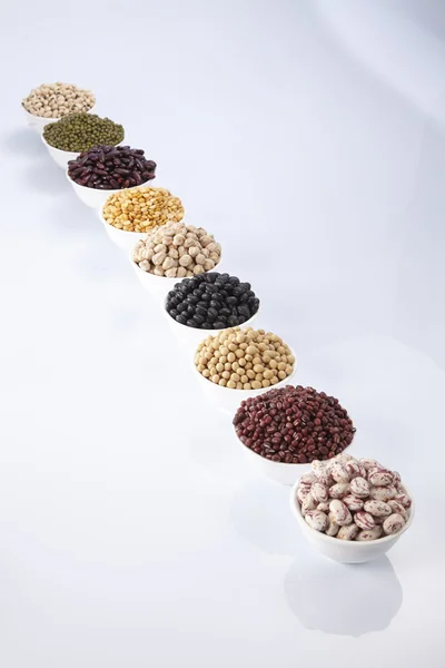 Row of variety colorful beans — Stock Photo, Image