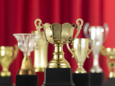 Çeşitli parlak kupa kase