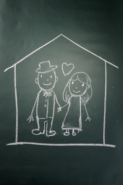 Karı koca ile çizim doodle  