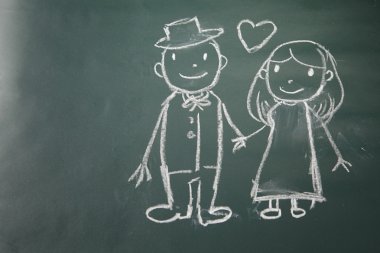 Karı koca ile çizim doodle  