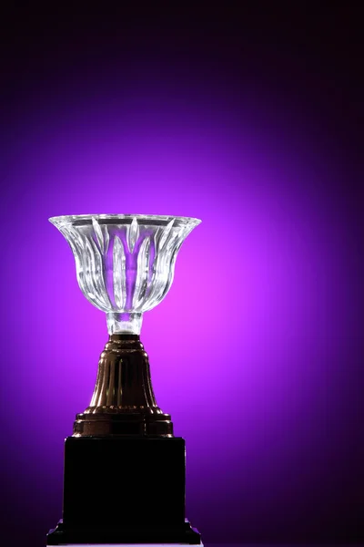 Crystal trophy on the purple — Stock Photo, Image