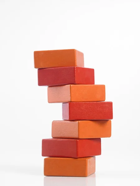 Stack of red wooden blocks — Stock Photo, Image