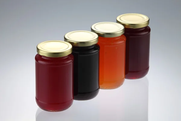 Grupo de frascos con mermelada —  Fotos de Stock