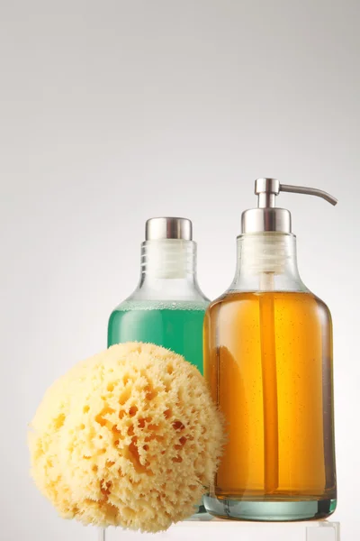 Detergente e flaconi shampoo — Foto Stock