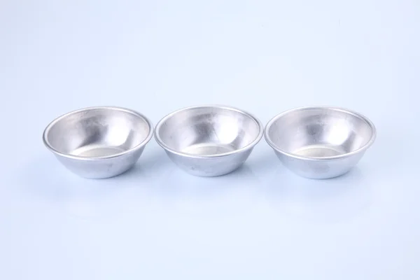 Três taças de alumínio — Fotografia de Stock