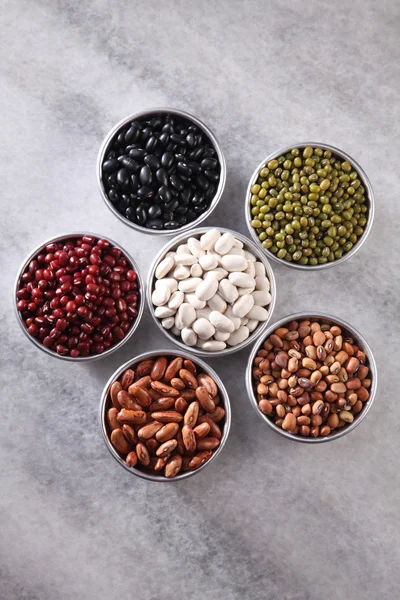 Assortment beans in containers — Stock Photo, Image