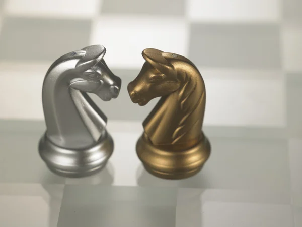 Metal chess horses — Stock Photo, Image