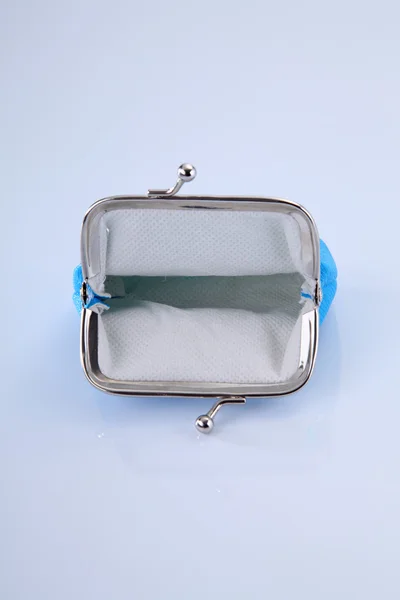 Empty blue purse — Stock Photo, Image