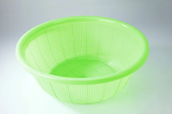 Green plastic basket — Stock Photo, Image