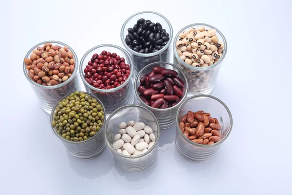 Assortment beans in containers — Stock Photo, Image