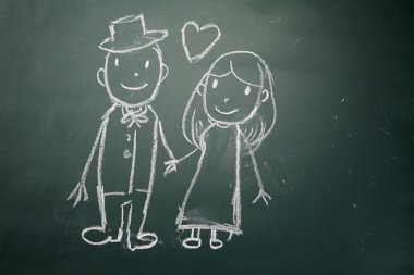 Karı koca ile çizim doodle  