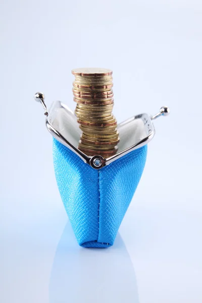 Mince v modrá kabelka — Stock fotografie