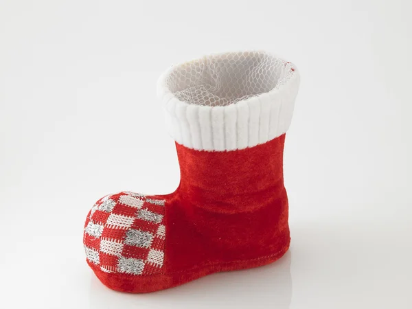 Roșu decorativ santa boot — Fotografie, imagine de stoc