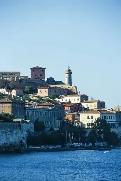 Italy, Tuscany, Tyrrhenian Sea, Elba Island, view of Portoferraio from the sea - FILM SCAN — Stock Photo, Image