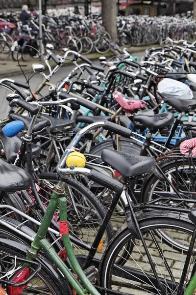 Holland, Amsterdam; 9 oktober 2011, cyklar parkering nära centralstationen - ledare — Stockfoto