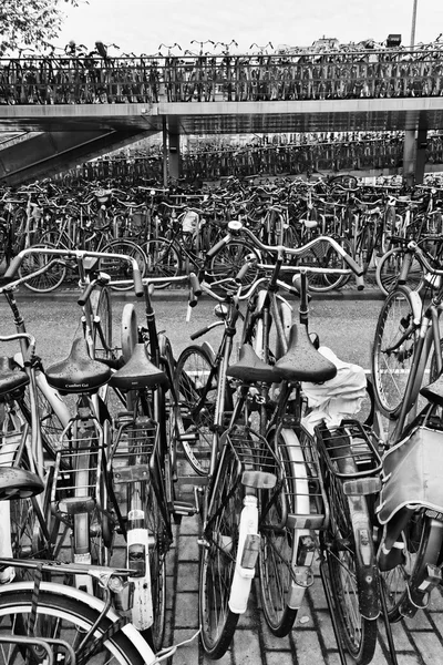 Holland, Amsterdam; 9 October 2011, bicycles parking near the Central Station - EDITORIAL — Stock Photo, Image