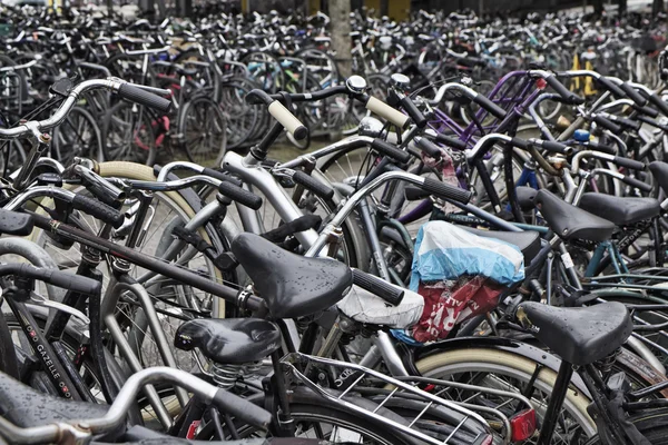荷兰，阿姆斯特丹;2011 年 10 月 9 日，自行车停车场附近中央火车站-社论 — 图库照片