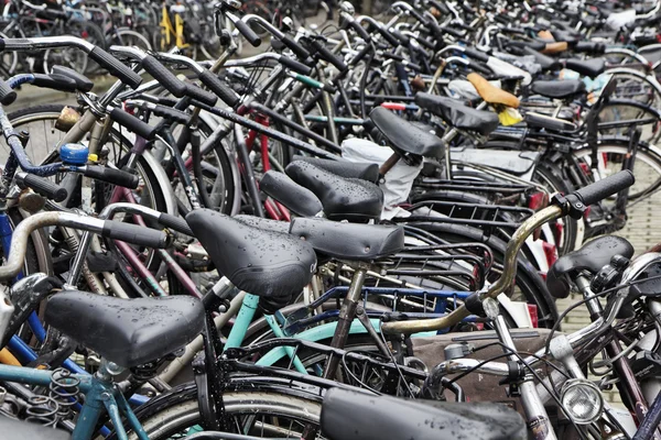 Hollanda, Amsterdam; 9 Ekim 2011, Otopark yakın Merkez İstasyonu - editoryal bisikletler — Stok fotoğraf