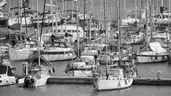 Italy, Sicily, Mediterranean sea, Marina di Ragusa; 1 March 2016, boats and luxury yachts in the marina - EDITORIAL — Stock Photo, Image