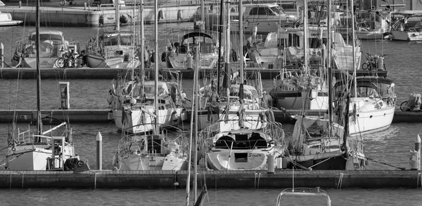 Italy, Sicily, Mediterranean sea, Marina di Ragusa; 2 March 2016, boats and luxury yachts in the marina - EDITORIAL — Stock Photo, Image