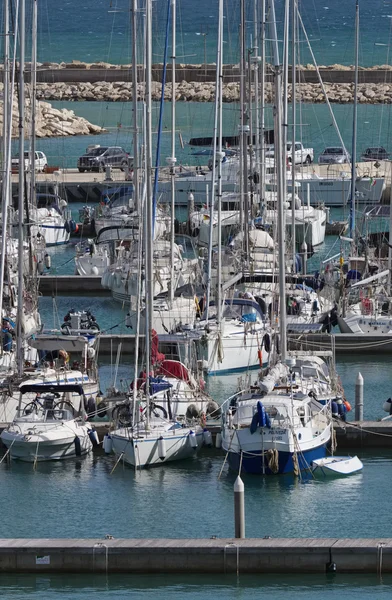 Italy, Sicily, Mediterranean sea, Marina di Ragusa; 21 March 2016, boats and luxury yachts in the marina - EDITORIAL — Stock Photo, Image