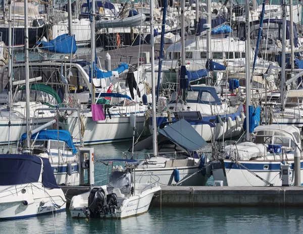 Italy, Sicily, Mediterranean sea, Marina di Ragusa; 21 March 2016, boats and luxury yachts in the marina - EDITORIAL — Stock Photo, Image