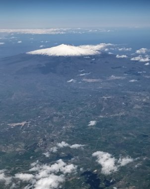İtalya, Sicilya Sicilya kırsal ve volkan Etna havadan görünümü