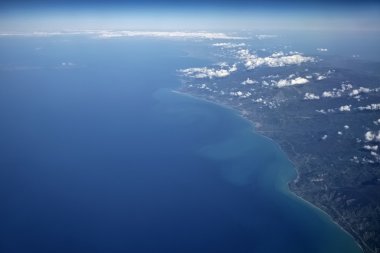 İtalya, Sicilya Sicilya kırsal ve Tiren Denizi kıyı şeridi havadan görünümü