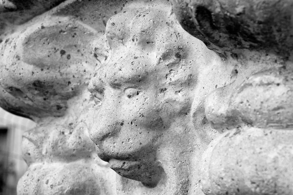 Italy, Rome, lion face engraved in an old stone vase — Stock Photo, Image