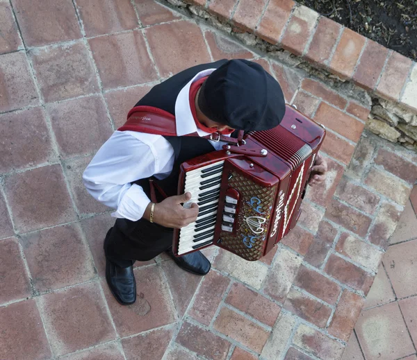 İtalya, Sicilya, Castelmola (Taormina); 7 Eylül 2010, sicilya eski kostümleri sokak müziği sanatçısı - Editörden