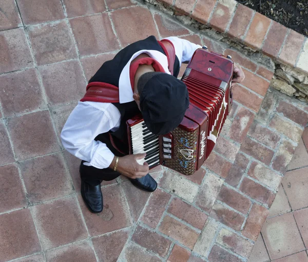 Italy, Sicily, Castelmola (Taormina); 7 September 2010, street music player in sicilian old costumes - EDITORIAL — Stock Photo, Image