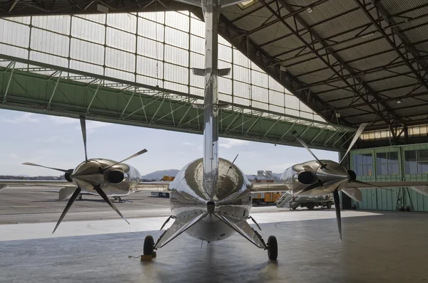 Italy, Rome, Ciampino Airport; 26 July 2010, small executive jet in the hangar - EDITORIAL — Stock Photo, Image