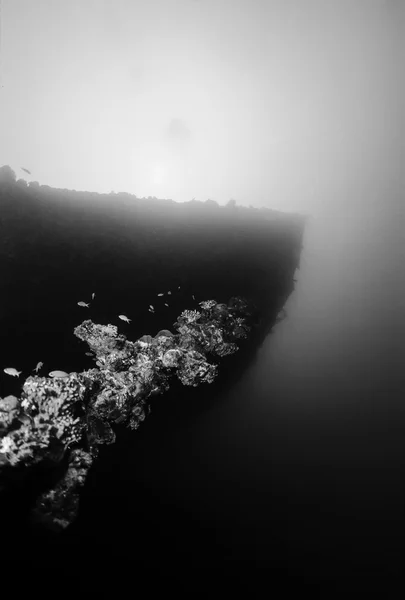 SUDAN, Red Sea, U.W. photo, Umbria wreck, the bow of the sunken ship - FILM SCAN — Stock Photo, Image