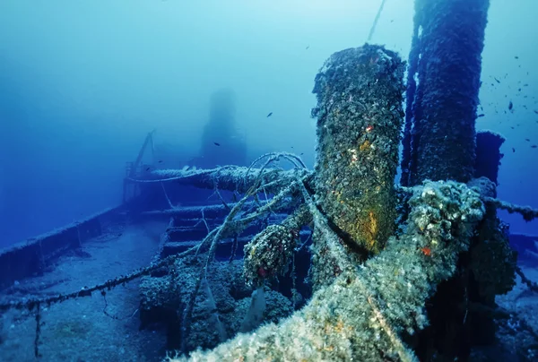 Middellandse Zee, U.W. foto, wrakduiken, Tunesië, La Galite eilanden, gezonken Russische schip wrak - Film scannen — Stockfoto