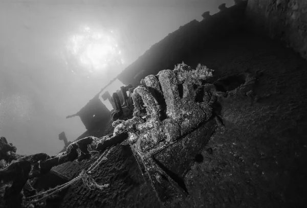 Italien, Mittelmeer, gesunkenes Schiffswrack - Filmscan — Stockfoto