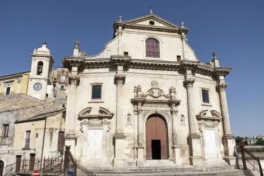 İtalya, Sicilya, Ragusa Ibla, Araf Aziz ruhları Barok Kilisesi cephe ve çan kulesi (Chiesa delle Anime Sante Del Purgatorio), 1757 a.C., 