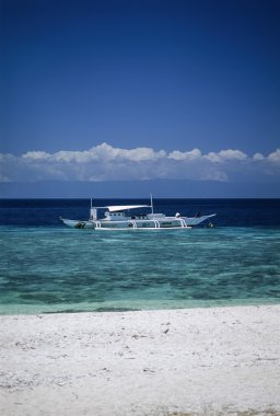 Filipinler, Balicasag Adası (Bohol), mercan resifi banca (yerel ahşap balıkçı teknesi) - Film Tcan