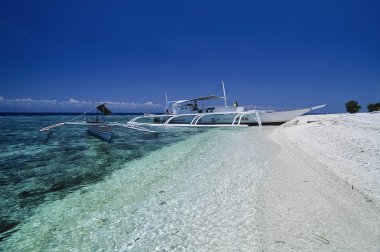 Filipinler, Balicasag Adası (Bohol); 24 Mart 2000, bancas (yerel ahşap balıkçı tekneleri) karaya - Editörden (Film tarama)